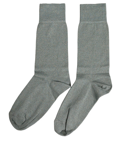 Dolce & Gabbana Grey Viscose Logo Mid-Calf Socks