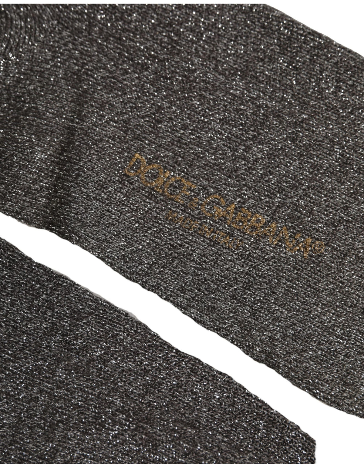 Dolce & Gabbana Dunkelgraue Rippstrick-Socken mit Metallic-Effekt