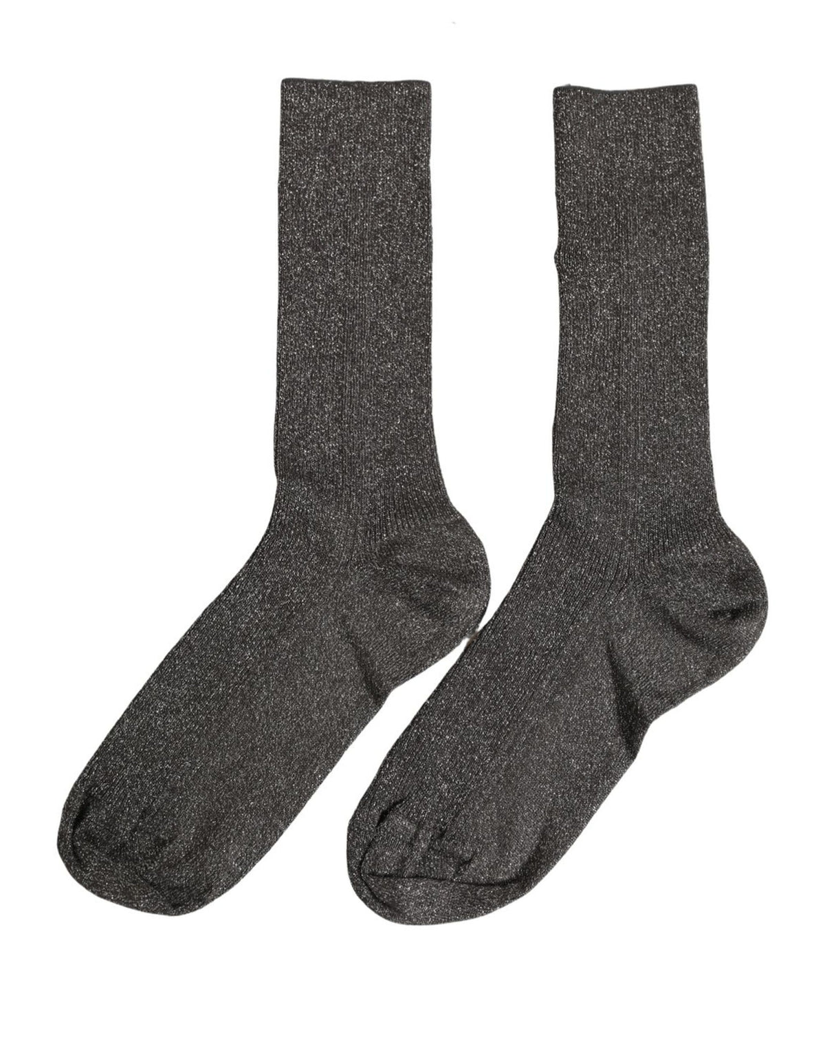 Dolce & Gabbana Dunkelgraue Rippstrick-Socken mit Metallic-Effekt