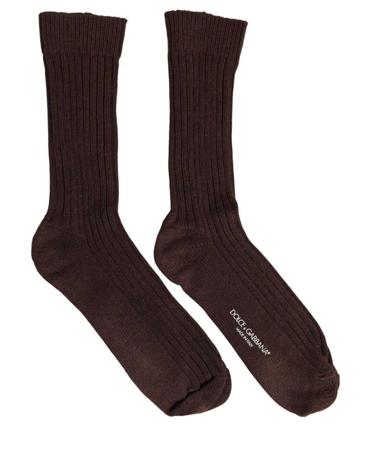 Dolce & Gabbana Braune Mid-Calf-Wollsocken mit DG-Logo