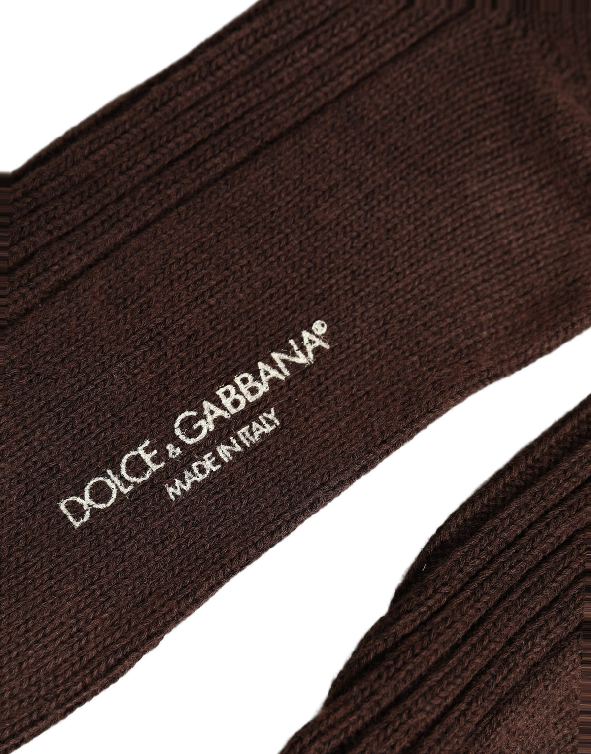 Dolce & Gabbana Braune Mid-Calf-Wollsocken mit DG-Logo