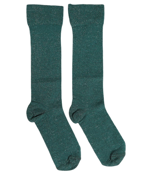 Dolce & Gabbana Dunkelgrüne Glitzer-Socken aus Viskosemix
