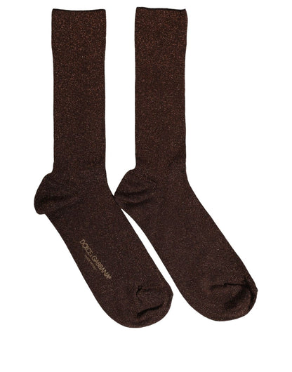Dolce & Gabbana Dunkelbraune Glitzer-Socken aus Viskosemix