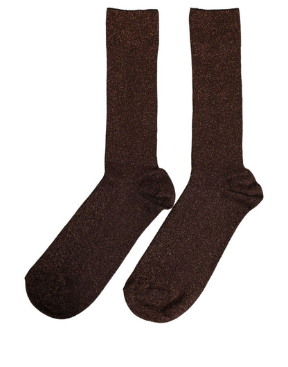 Dolce & Gabbana Dunkelbraune Glitzer-Socken aus Viskosemix