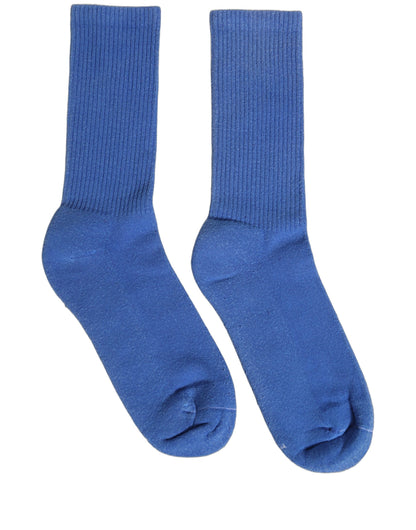 Dolce & Gabbana Blaue Gerippte Mid-Calf-Socken aus Baumwolle