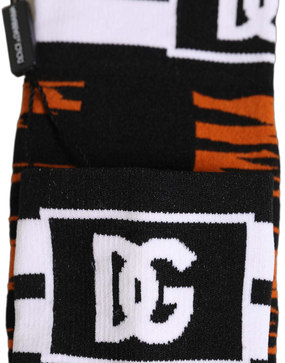Dolce & Gabbana Orange-Schwarze Tiger-Kniestrümpfe