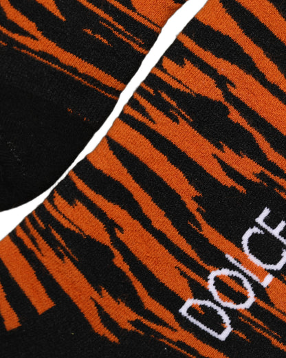 Dolce & Gabbana Orange-Schwarze Tiger-Kniestrümpfe