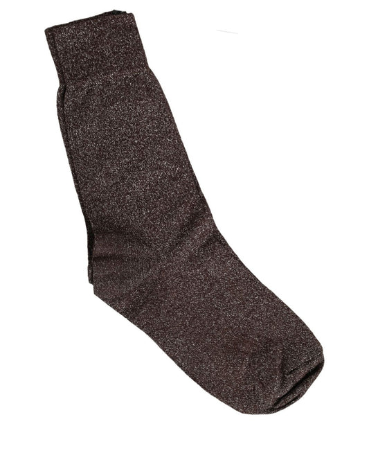 Dolce & Gabbana Dunkelbraune Glitzer-Socken aus Viskosemix