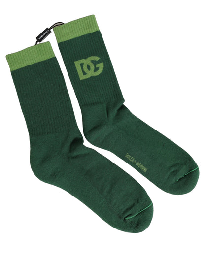 Dolce & Gabbana Grüne Mid-Calf-Socken mit DG-Logo
