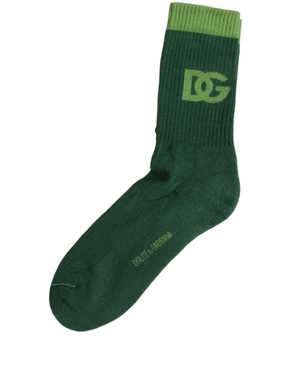 Dolce & Gabbana Grüne Mid-Calf-Socken mit DG-Logo