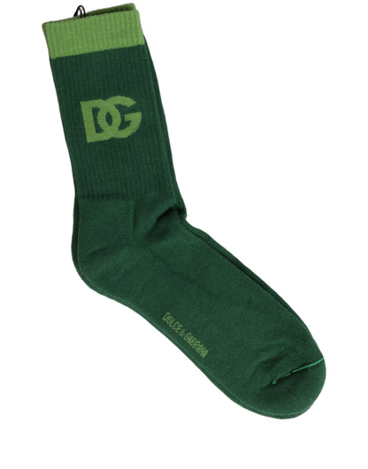 Dolce & Gabbana Grüne Mid-Calf-Socken mit DG-Logo