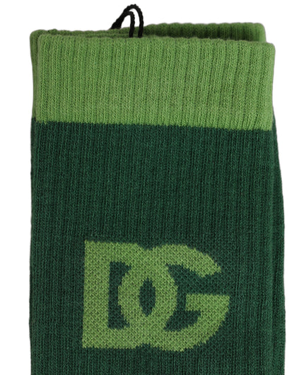 Dolce & Gabbana Grüne Mid-Calf-Socken mit DG-Logo