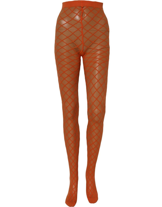 Dolce & Gabbana Orange Netzstrumpfhose aus Nylon