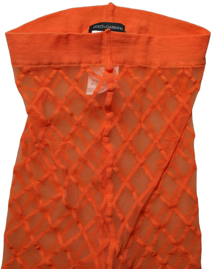 Dolce & Gabbana Orange Netzstrumpfhose aus Nylon