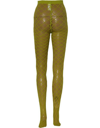 Dolce & Gabbana Grüne Netzstrumpfhose mit Rautenmuster
