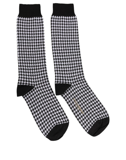 Dolce & Gabbana Schwarz-Weiße Hahnentritt-Socken