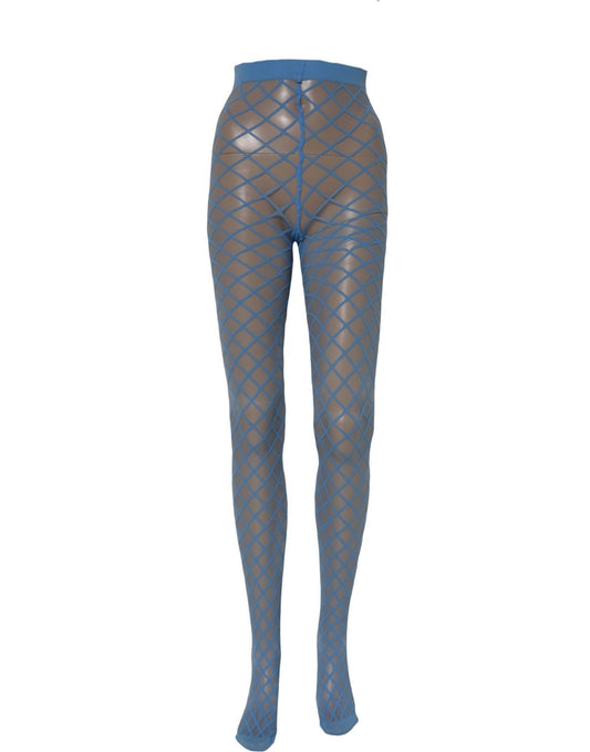 Dolce & Gabbana Hellblaue Netzstrumpfhose aus Nylon