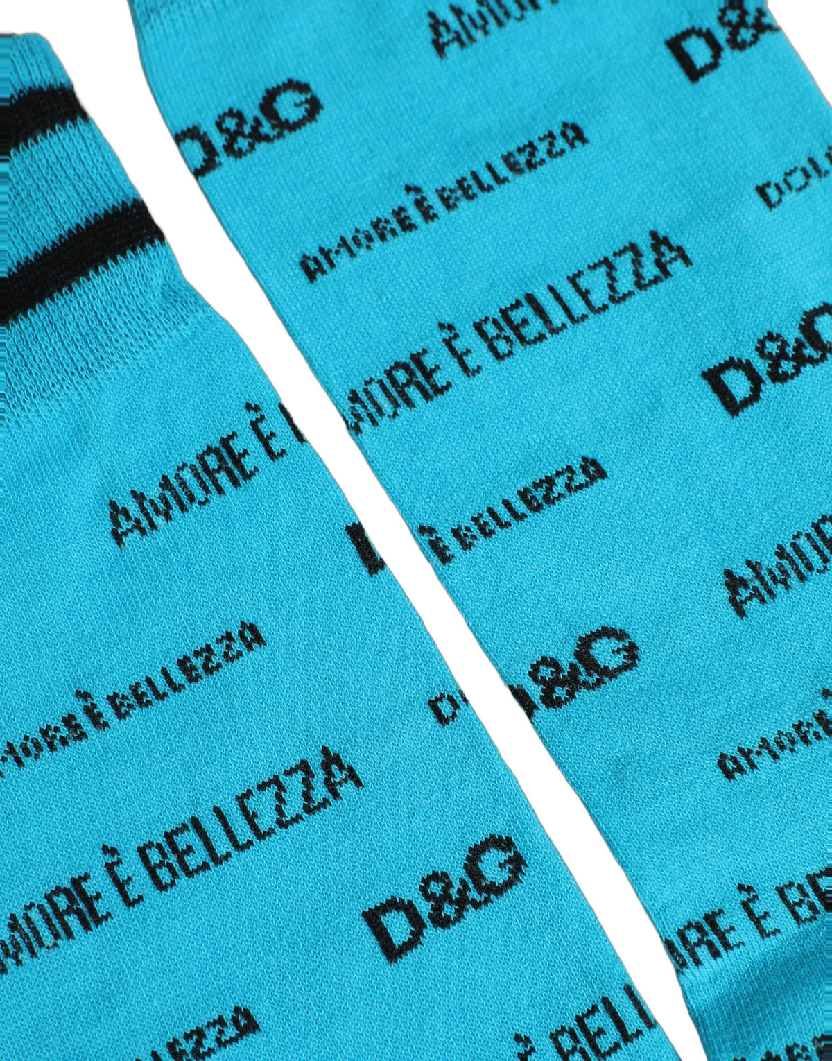 Dolce & Gabbana Light Blue Cotton Logo Mid-Calf Socks