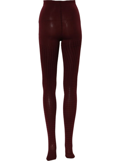 Dolce & Gabbana Bordeauxfarbene Netzstrumpfhose aus Nylon