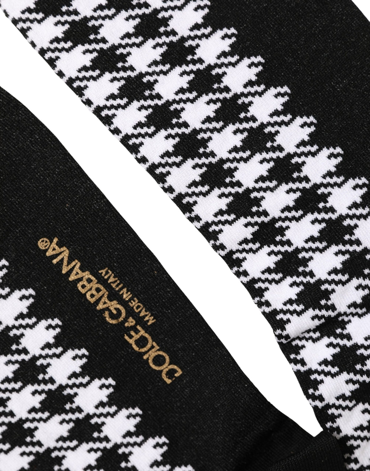 Dolce & Gabbana Schwarz-Weiße Hahnentritt Mid-Calf-Socken