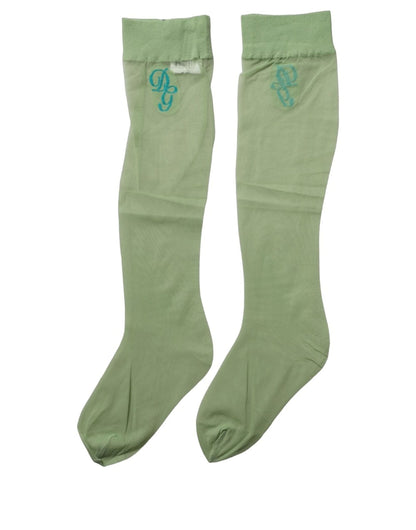 Dolce & Gabbana Green Nylon Fishnet Socks