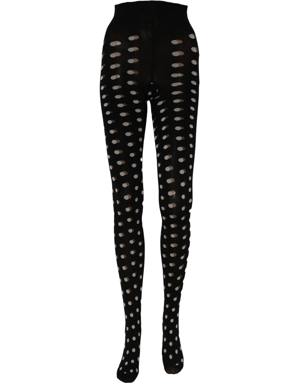 Dolce & Gabbana Black Nylon Polka-Dot Fishnet Tights