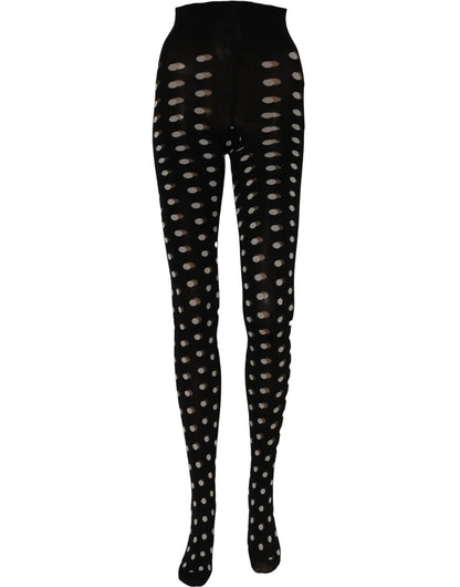 Dolce & Gabbana Black Nylon Polka-Dot Fishnet Tights