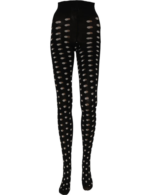 Dolce & Gabbana Schwarze Netz-Strumpfhose mit Polka Dots