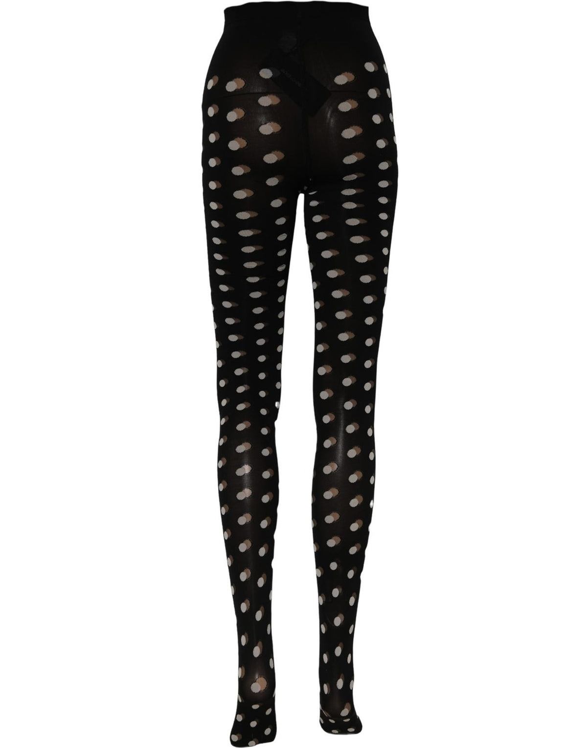 Dolce & Gabbana Black Nylon Polka-Dot Fishnet Tights