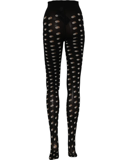 Dolce & Gabbana Black Nylon Polka-Dot Fishnet Tights