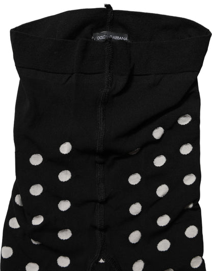 Dolce & Gabbana Black Nylon Polka-Dot Fishnet Tights