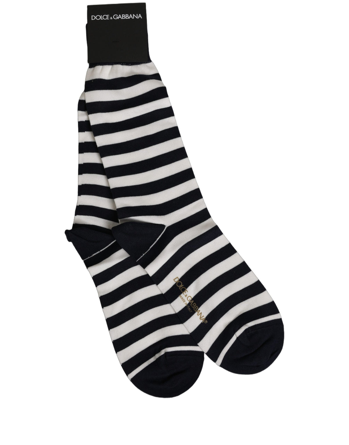 Dolce & Gabbana Black and White Cotton Striped Socks