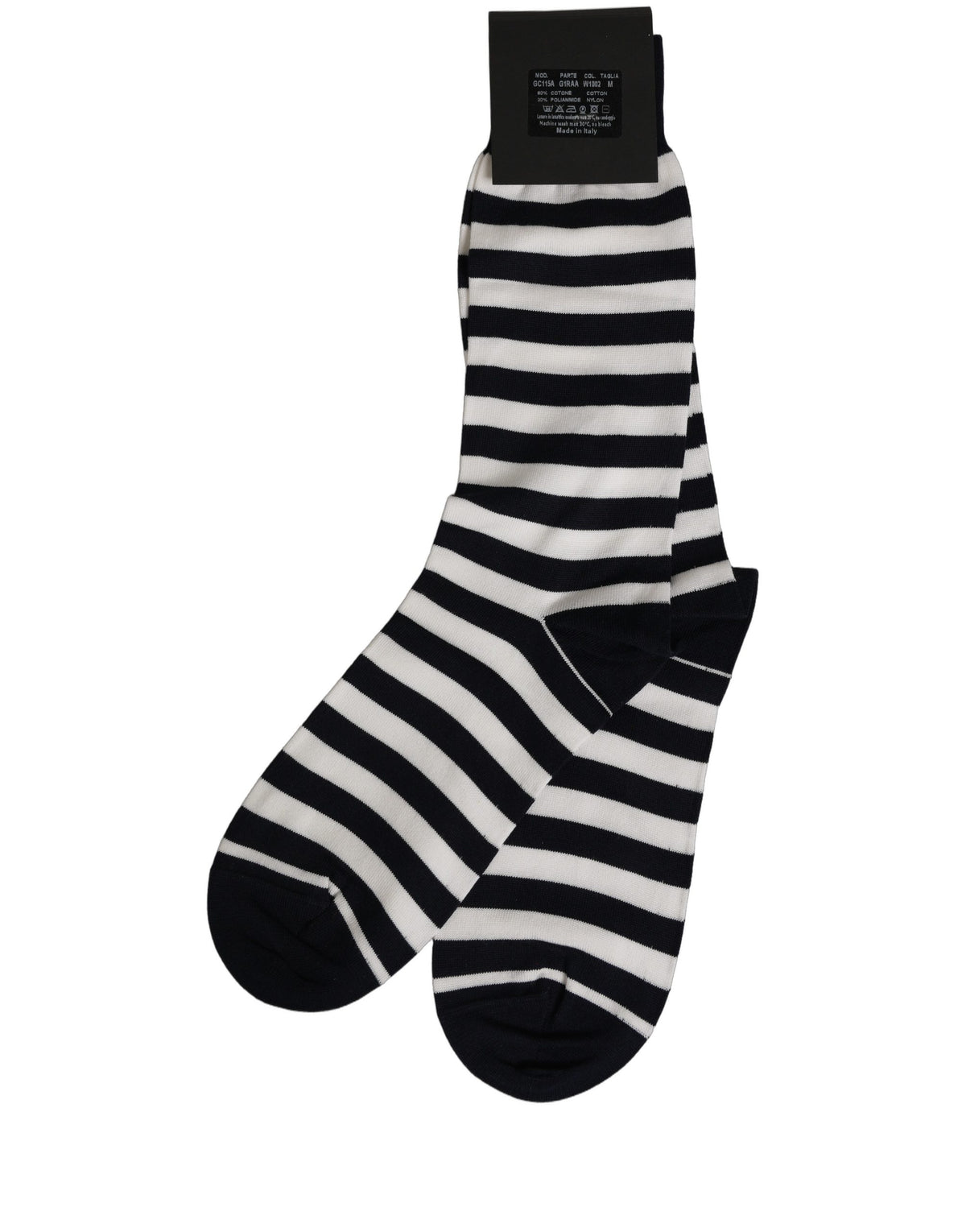 Dolce & Gabbana Black and White Cotton Striped Socks