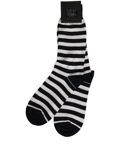Dolce & Gabbana Black and White Cotton Striped Socks