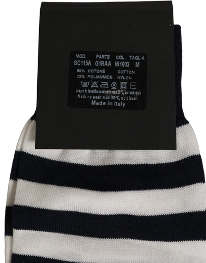 Dolce & Gabbana Black and White Cotton Striped Socks