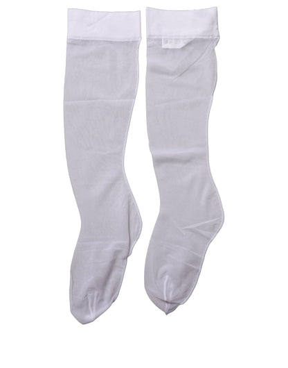 Dolce & Gabbana Weiße Transparente Kniestrümpfe aus Nylon