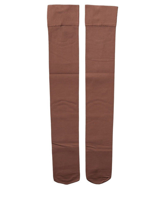 Dolce & Gabbana Braune Kniestrümpfe aus Nylon-Stretch
