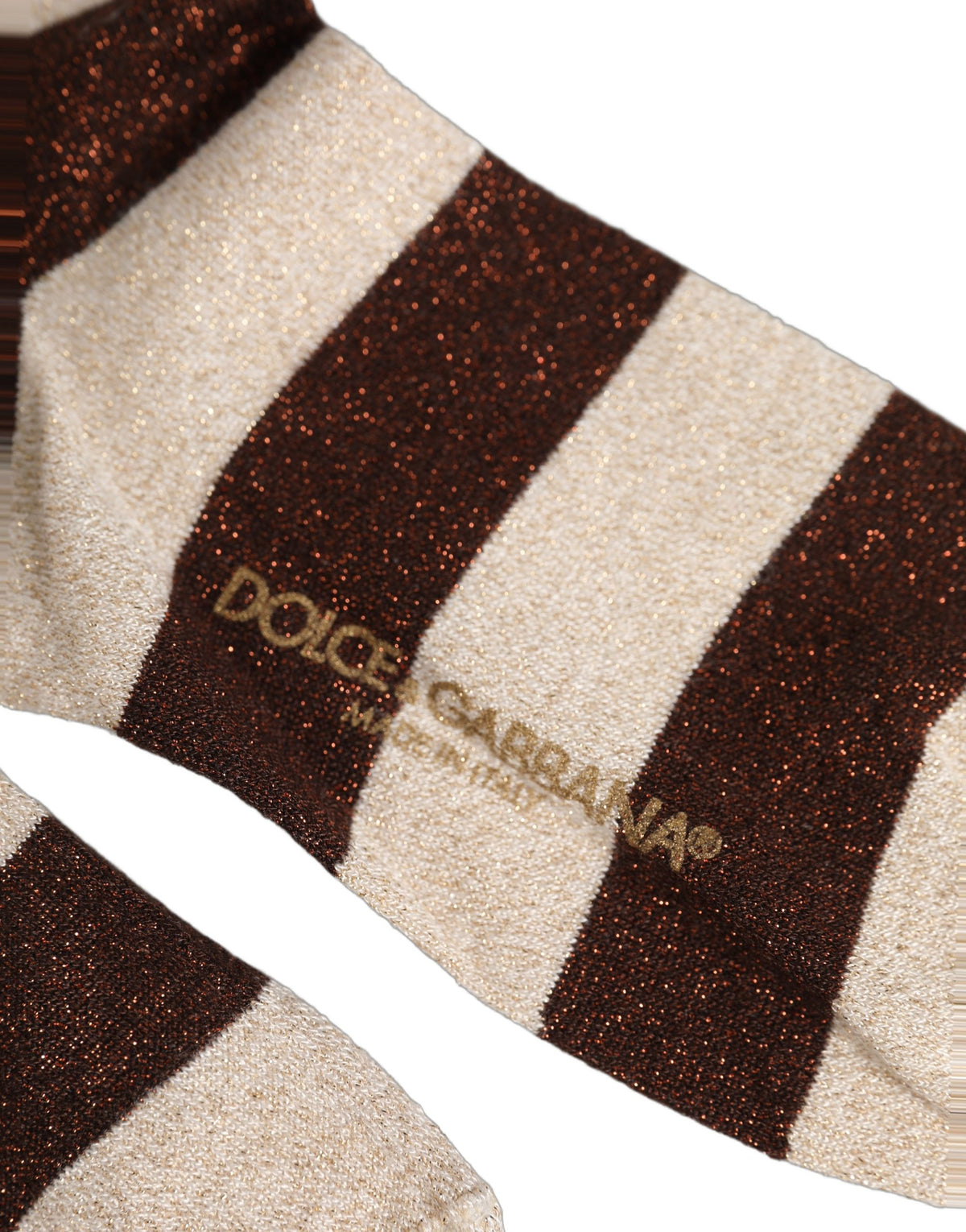 Dolce & Gabbana Braun-Beige Gestreifte Mid-Calf-Socken