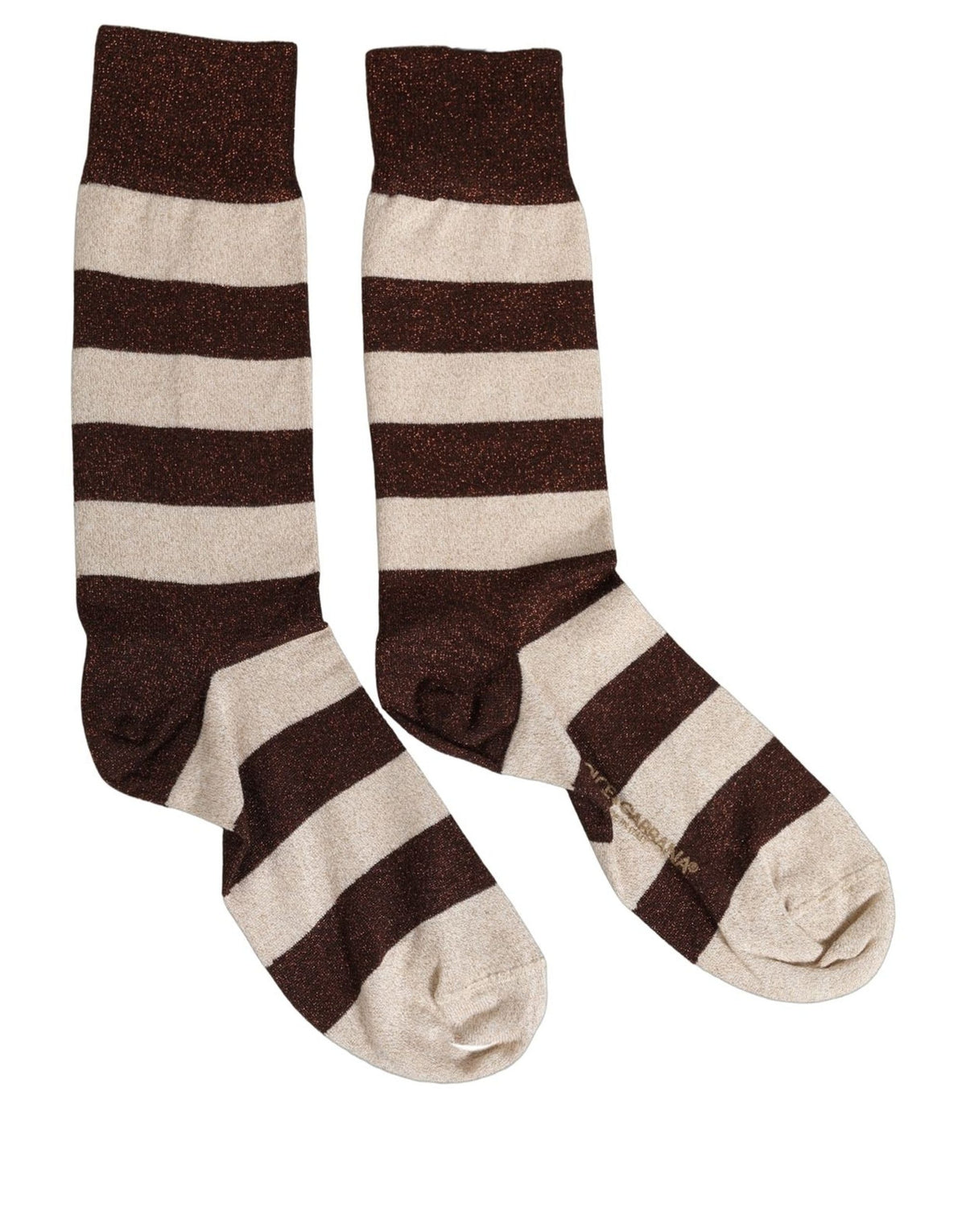 Dolce & Gabbana Braun-Beige Gestreifte Mid-Calf-Socken