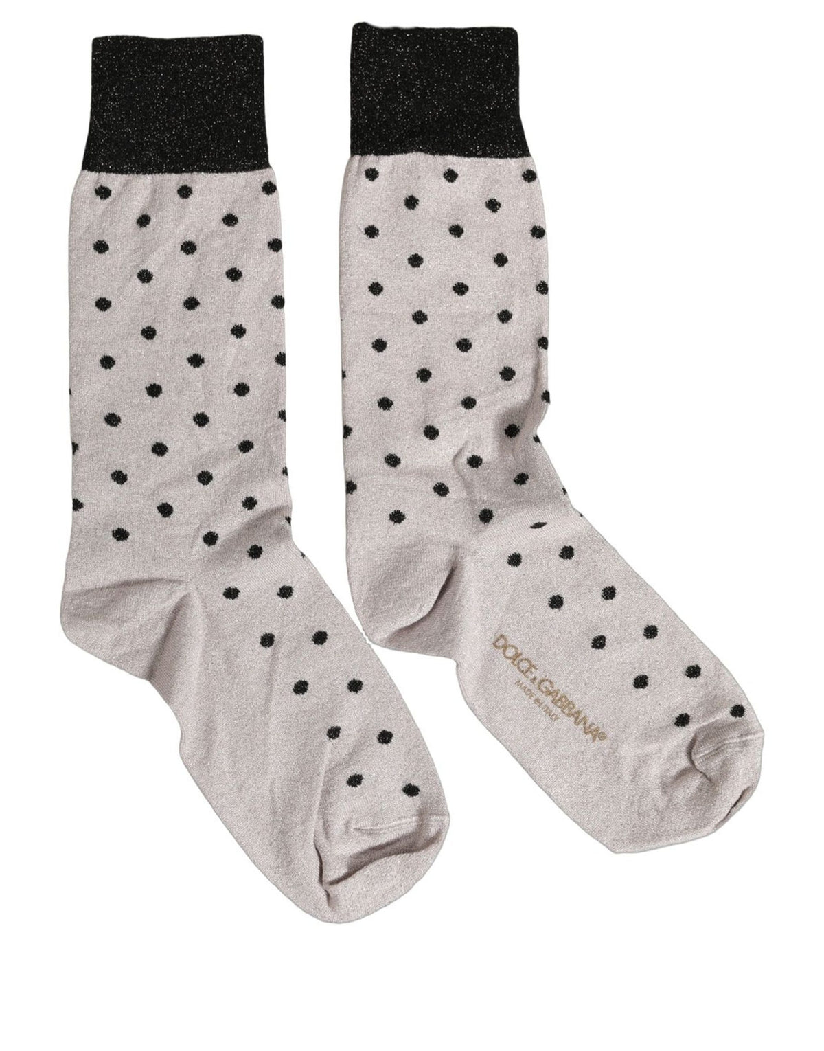 Dolce & Gabbana Grau-Schwarze Polka-Dot Mid-Calf-Socken