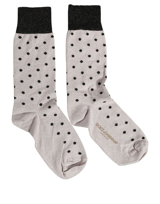Dolce & Gabbana Grau-Schwarze Polka-Dot Mid-Calf-Socken