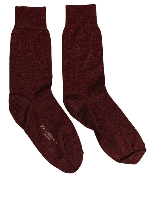 Dolce & Gabbana Bordeauxfarbene Lurex-Socken aus Viskosemix