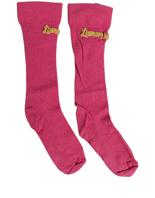 Dolce & Gabbana Pinke Mid-Calf-Socken mit Logo-Stickerei