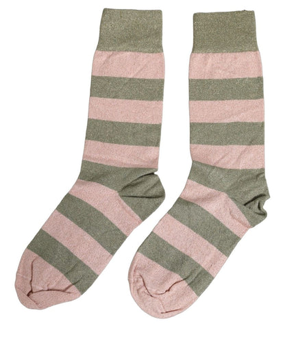 Dolce & Gabbana Grau-Pinke Gestreifte Mid-Calf-Socken