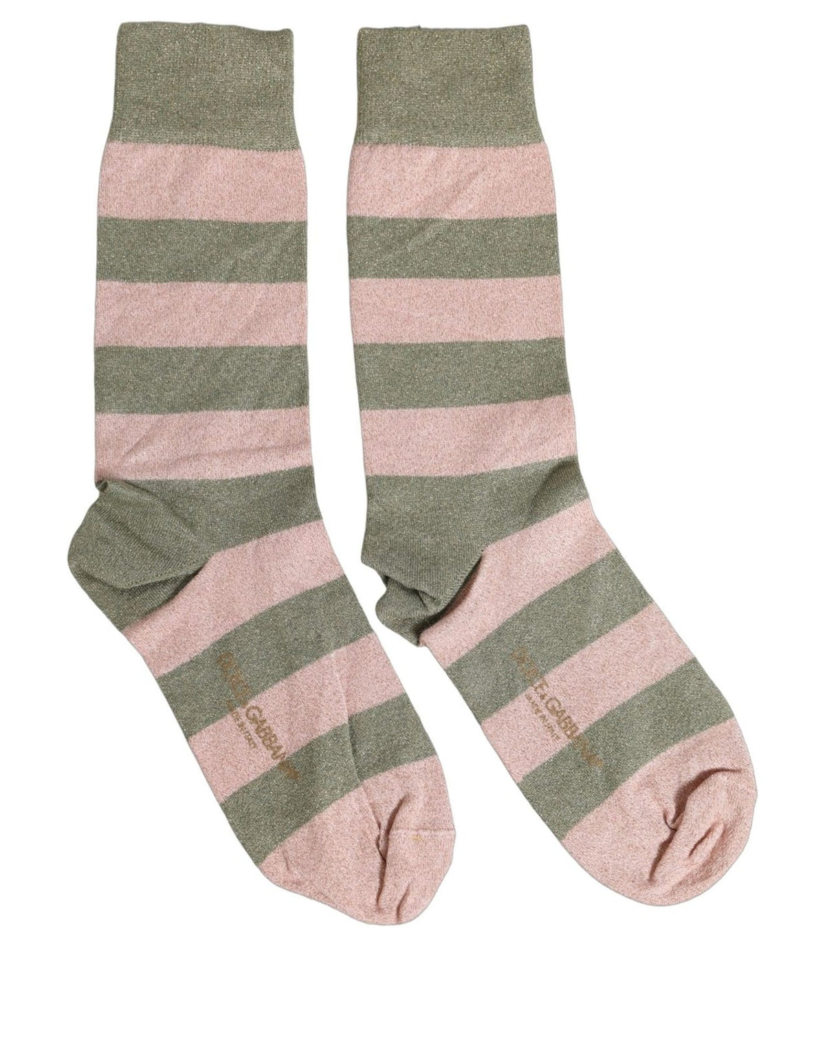 Dolce & Gabbana Grau-Pinke Gestreifte Mid-Calf-Socken