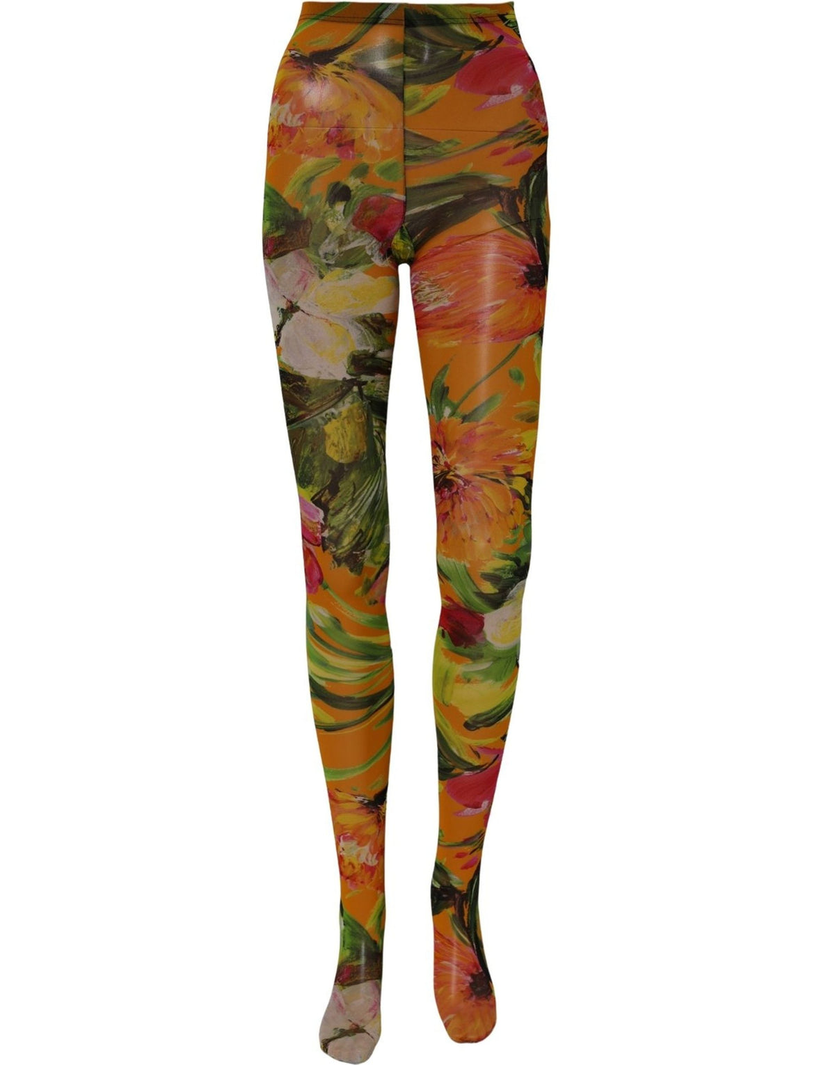 Dolce & Gabbana Mehrfarbige Florale Strumpfhose aus Nylon