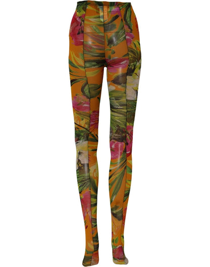 Dolce & Gabbana Mehrfarbige Florale Strumpfhose aus Nylon