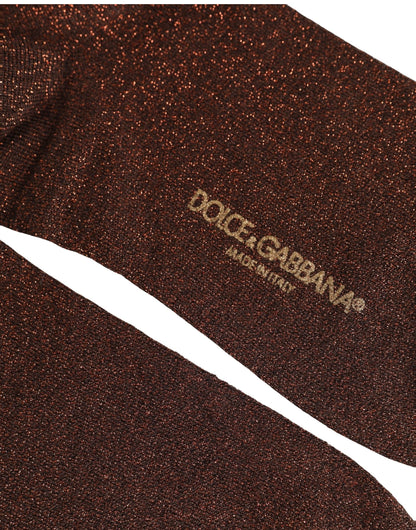 Dolce & Gabbana Dunkelbraune Lurex-Socken aus Viskosemix