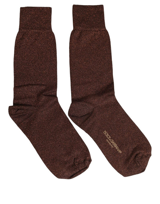 Dolce & Gabbana Dunkelbraune Lurex-Socken aus Viskosemix