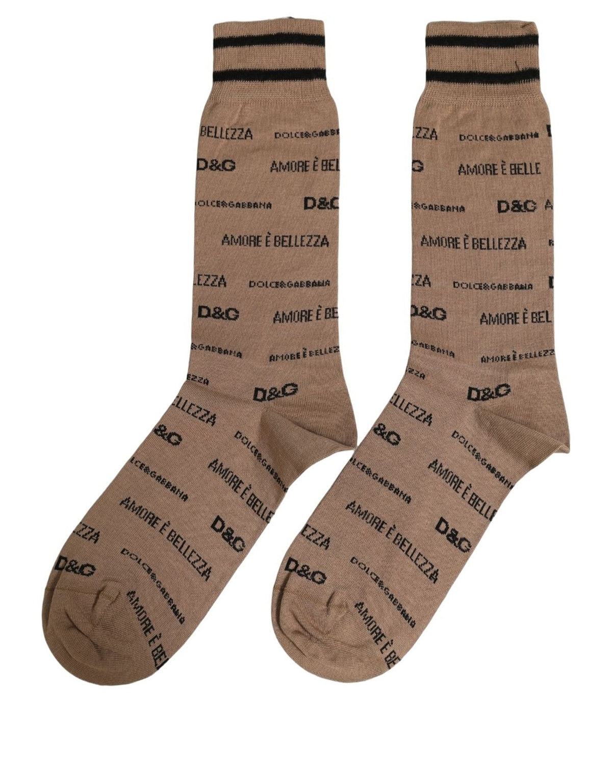 Dolce & Gabbana Braune Mid-Calf-Socken aus Baumwollmix